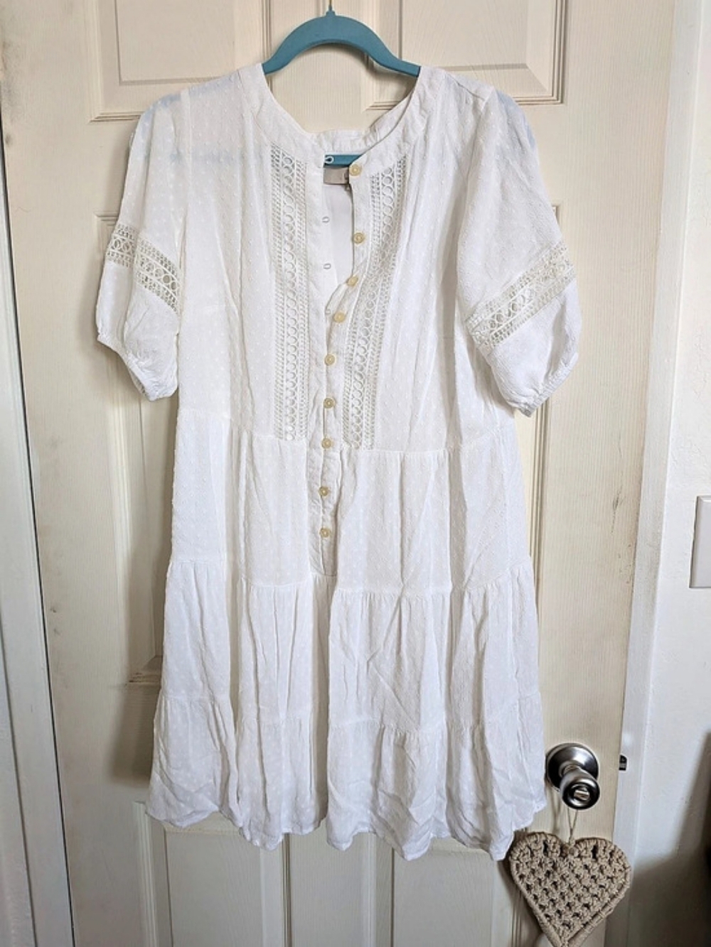 LOFT White Lace Trim Dress Size Small Like New